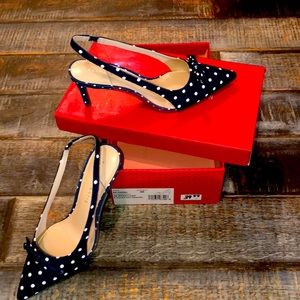 Kelly & Katie Navy/White Polka Dot Pumps
